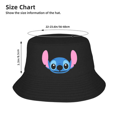 Vocation Getaway Headwear Smiley Stitch Cute Anime Bucket Hat Fashion Women