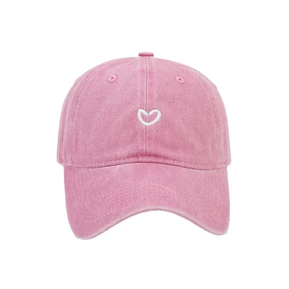 Cotton Baseball Cap Soft Top Embroidered Love Retro Simple