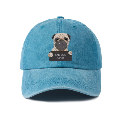 Bad Dog Pug Portrait Graphic Baseball Cap