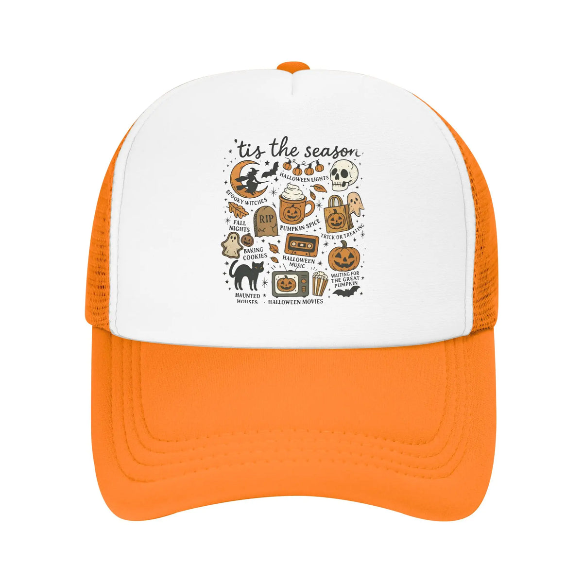 Halloween Trucker Caps Mesh Baseball Caps Ghost Pumpkin