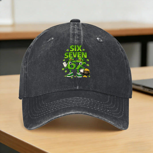 Funny Meme 6-7 Shamrock Six Seven 6 7 St Patricks Day 67 Baseball Cap