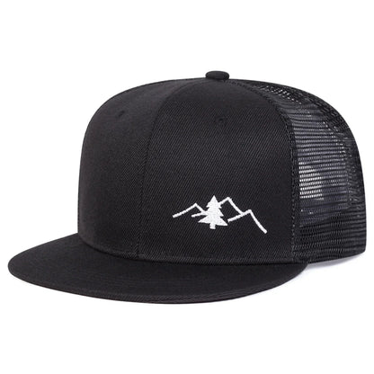 Unisex Mountain Tree Embroidery Hip-hop Net Hats