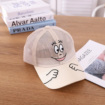 Cool New Boys Girls Kids Children Summer Cute Cap Smiley Face Kawaii Mesh Baseball Cap