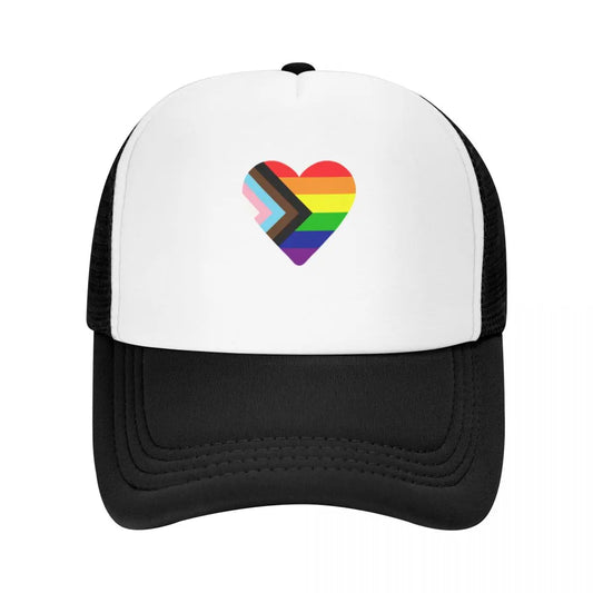 Progress Pride Flag Heart Baseball Cap