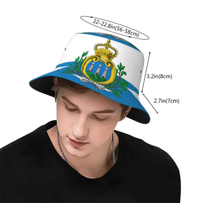 San Marino Flag Fisherman Cap Hip Hop Summer Unisex Bucket Hat