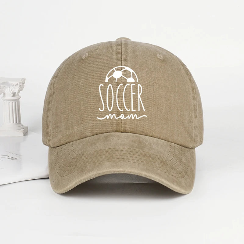 Soccer Mom Print Washed Baseball Cap