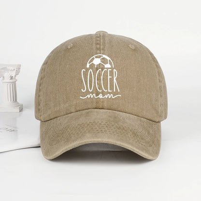 Soccer Mom Print Washed Baseball Cap