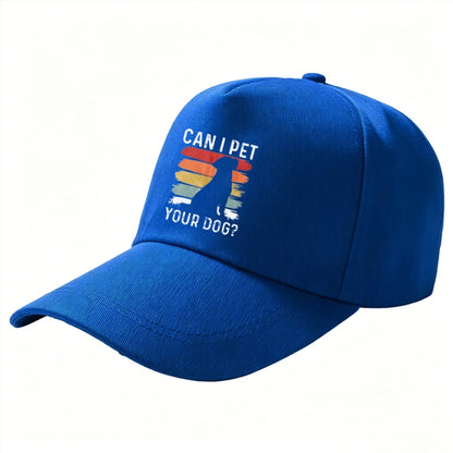 Retro Stripe Can I Pet Your Dog Dog Silhouette Baseball Cap