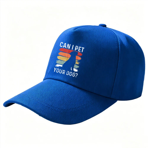 Retro Stripe Can I Pet Your Dog Dog Silhouette Baseball Cap