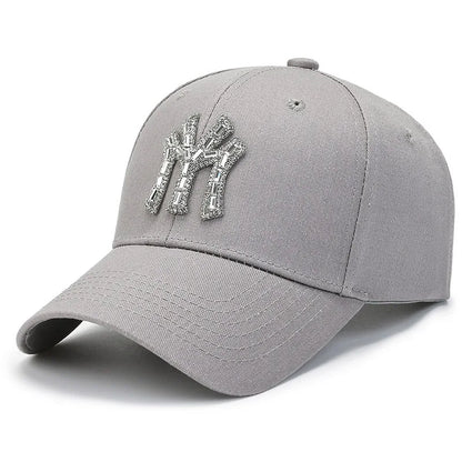 Women Cotton Solid Color Baseball Cap Men Classic Retro Diamond Letters