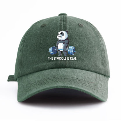 STRUUGLE REAL Print Washed Baseball Cap