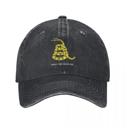 Gadsden Flag Don't Tread On Me Libertarian Denim Baseball Cap Yellow