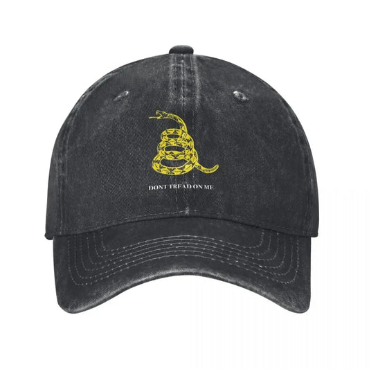 Gadsden Flag Don't Tread On Me Libertarian Denim Baseball Cap Yellow