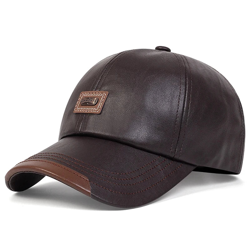 Pu Leather Letter Label Baseball Caps