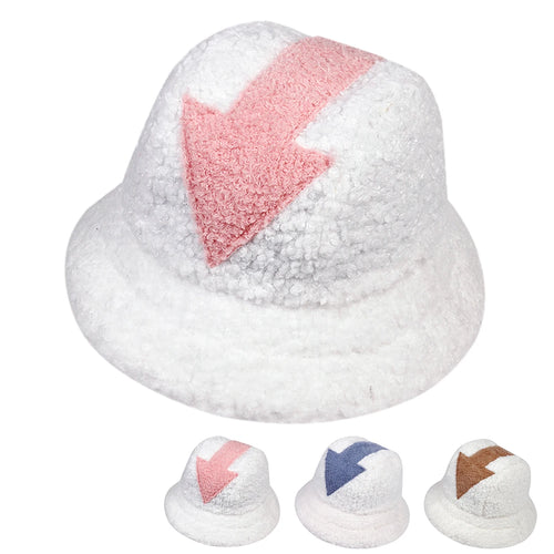 Unisex Arrow Style Personality Lambhair Bucket Hats Warm Fishermen Caps