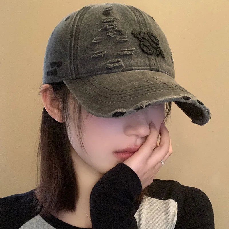 2025 New Retro Washed Cotton Baseball Cap Unisex Letter Embroidery Caps