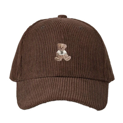 Corduroy Baseball Cap Men Women Teddy Bear Pattern Sun Protection Outdoor