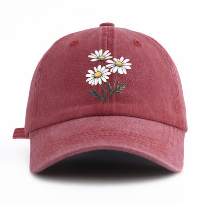 Flower Print Washed Baseball Cap For Adults