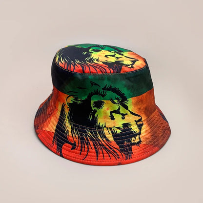 Print Lion Graffiti Letter Bucket Hats New Unisex Fisherman Caps
