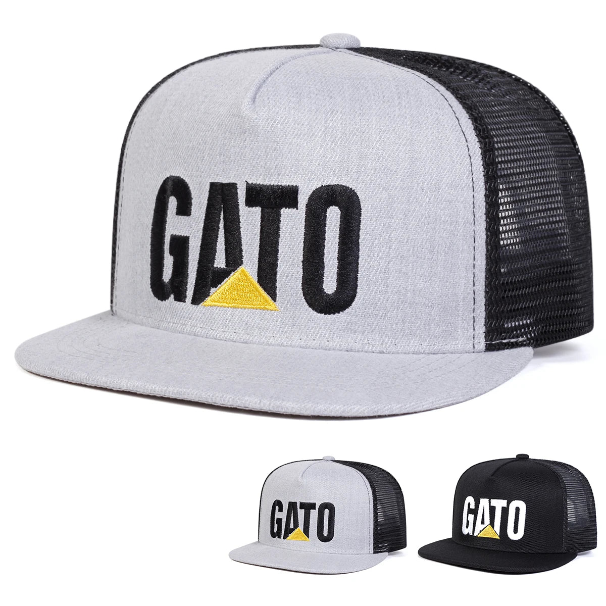 Unisex GATO Letter Embroidery Hip-hop Net Hats Spring Summer Adjustable Baseball Caps Sunscreen Hat