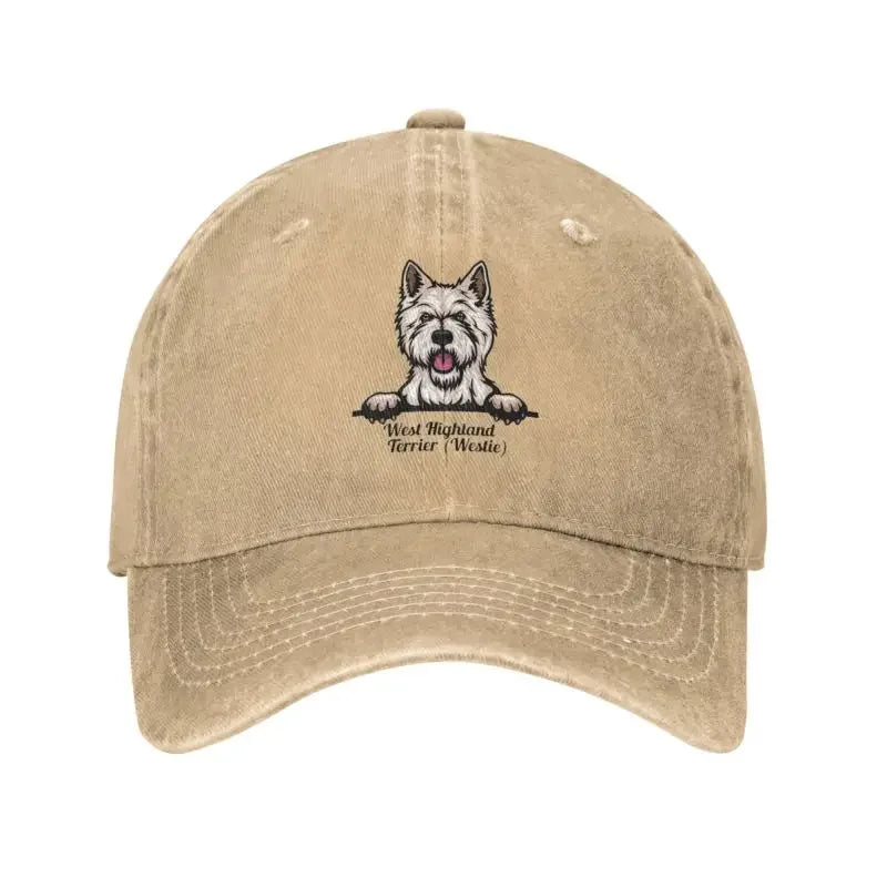 Classic Unisex Cotton Peeking Dog West Highland White Terrier Baseball Cap Adult Westie