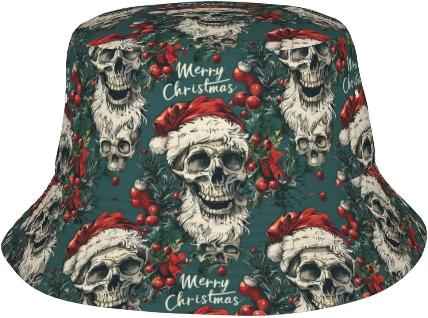 Retro Poster Merry Christmas Bucket Hats for Women Men Xmas Fisherman Hat