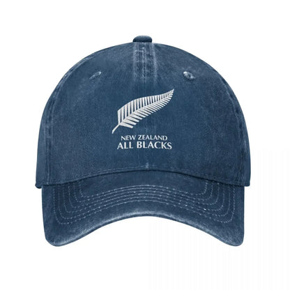 New Zealand All Blacks Unisex Baseball Cap Rugby Worldcup Sports Distressed Denim