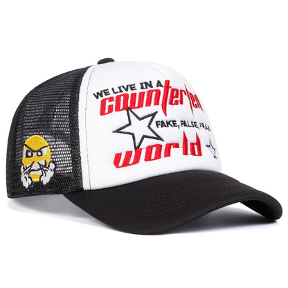 Unisex Pentagram Star World Embroidery Baseball Cap