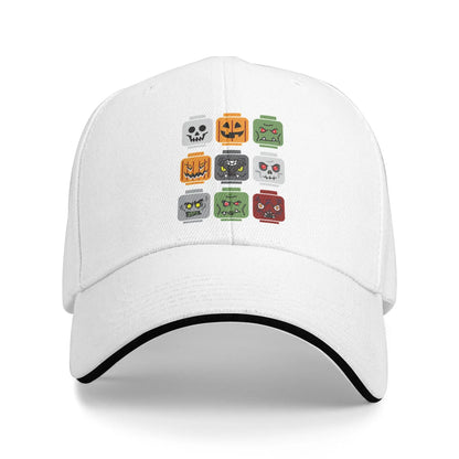 Spring Halloween Building Brick Head Pumpkin Ghost Zombie Friends Baseball Cap
