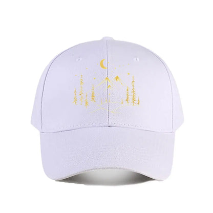 Pink Vintage Baseball Cap Mountain Moon Tree