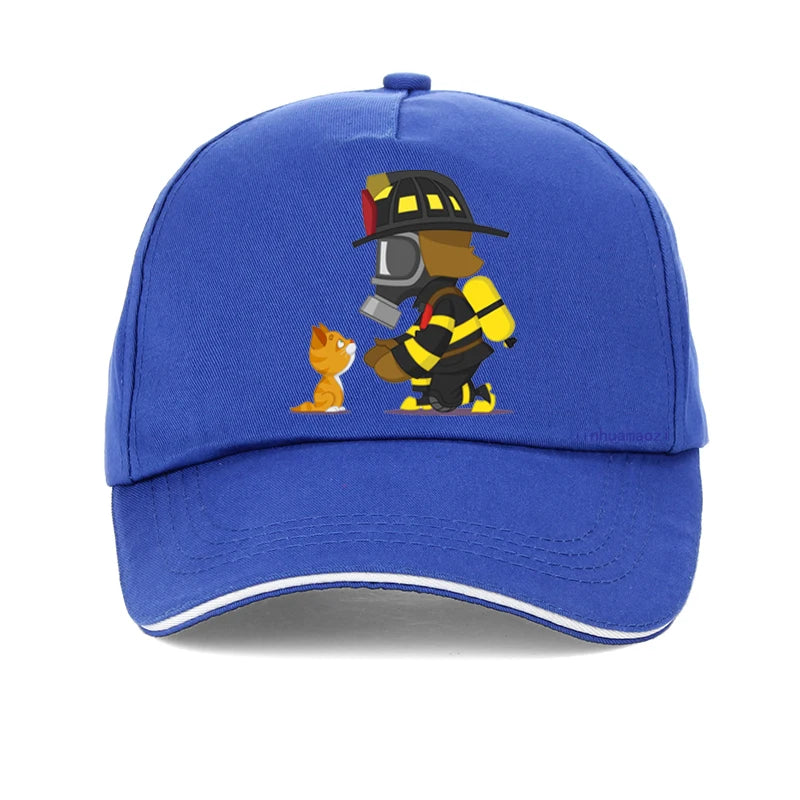 Rescues Kitten Men Baseball Cap Fashion Firefighter Hero Fight Fire