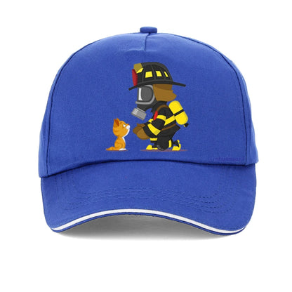 Rescues Kitten Men Baseball Cap Fashion Firefighter Hero Fight Fire