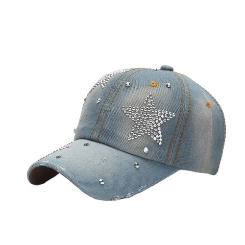 Denim Baseball Cap Summer Fall Sunshade Fashion Star Shinning Cap