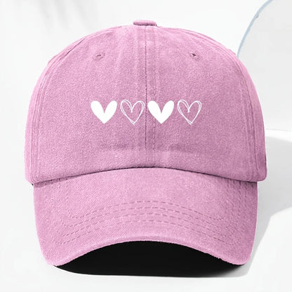 Unisex Retro Baseball Cap With Heart-Shaped Pattern