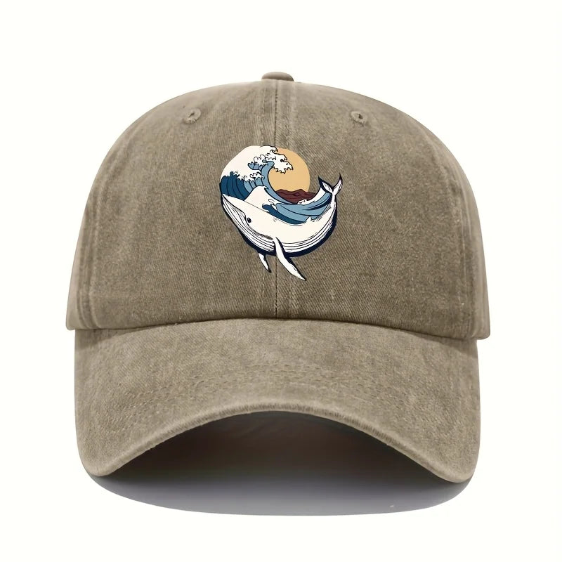 Adjustable Baseball Caps With Surfing And Wave patterns For Both Men And Women