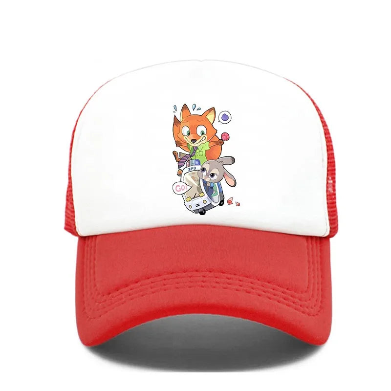 Cartoon Anime Print Baseball Cap Zootopia Judy Nick Sun Mesh Hat