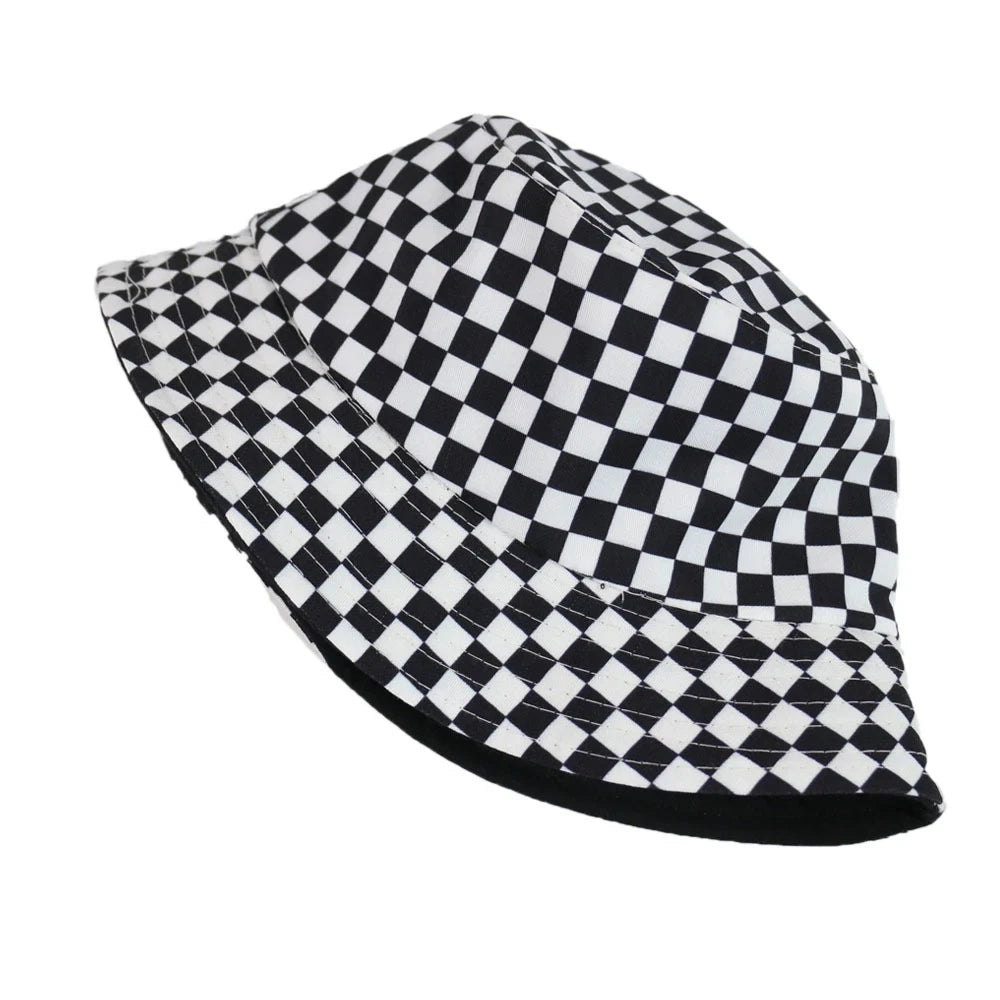 Black And White Checkered Chessboard Checkered Fsherman Hat Bucket Hat