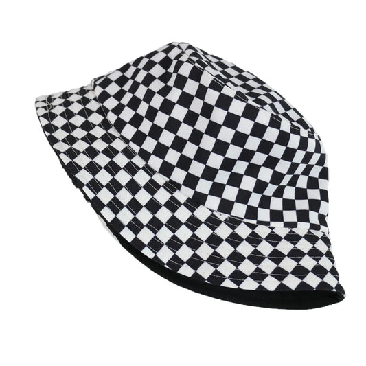 Unisex Red White Plaid Cotton Bucket Hats