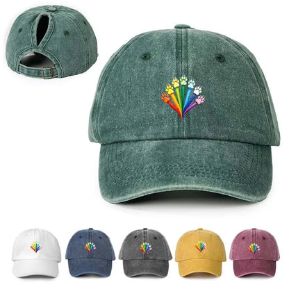 Rainbow Paw Ponytail Baseball Cap