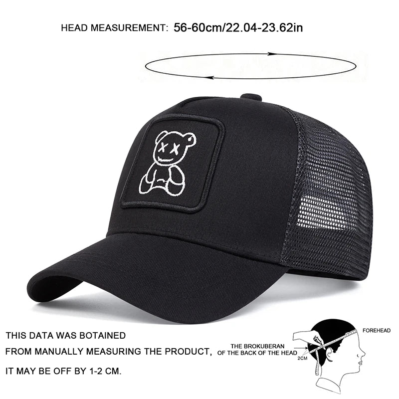 Cute Bear Embroidery Mesh Baseball Hat