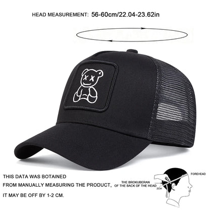 Cute Bear Embroidery Mesh Baseball Hat