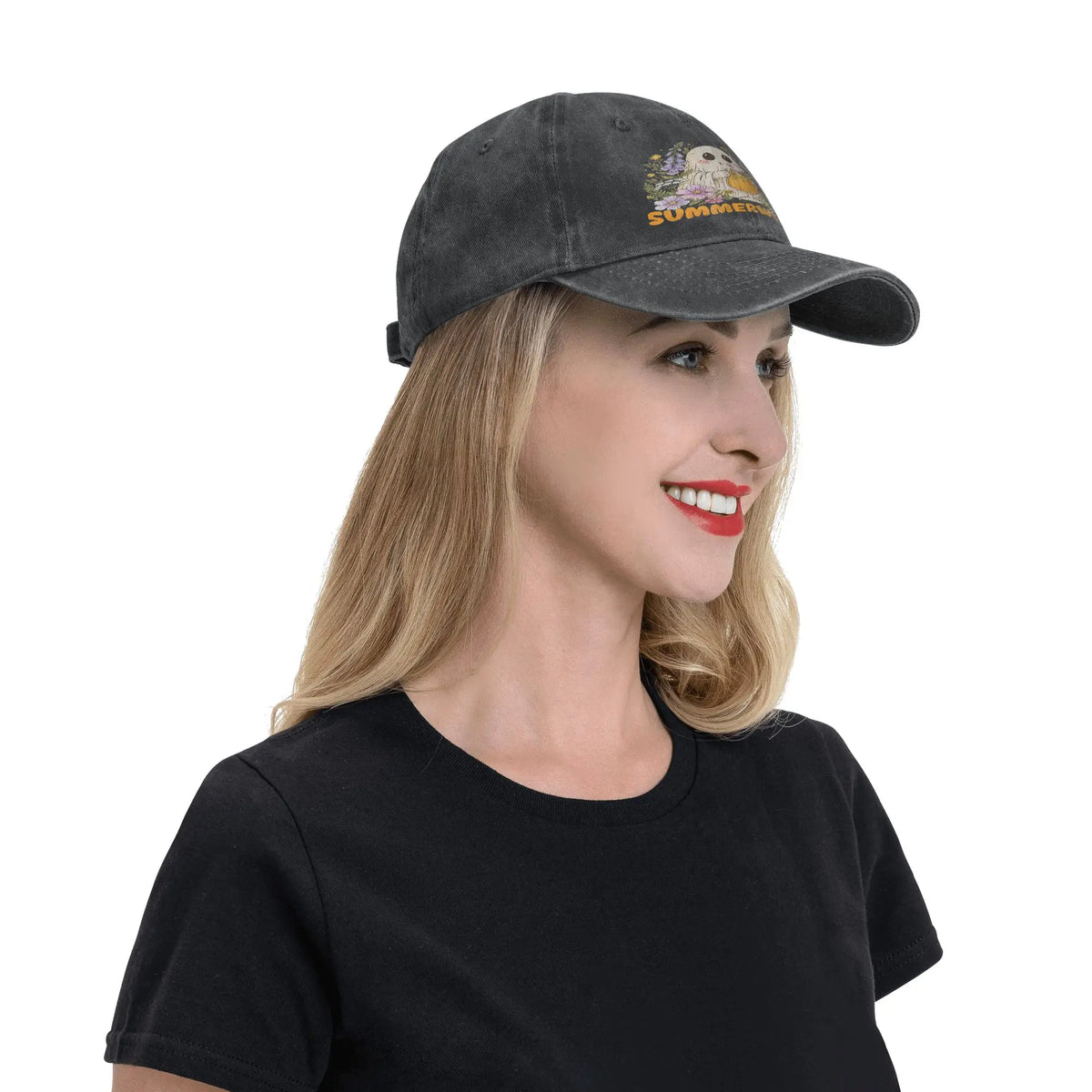 Summerween Funny Ghost Floral Halloween Women Kid Cap Crazy Baseball Cap