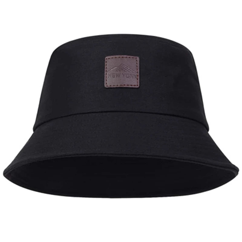 Unisex New York Leather Label Personality Bucket Hats Fishermen Cap
