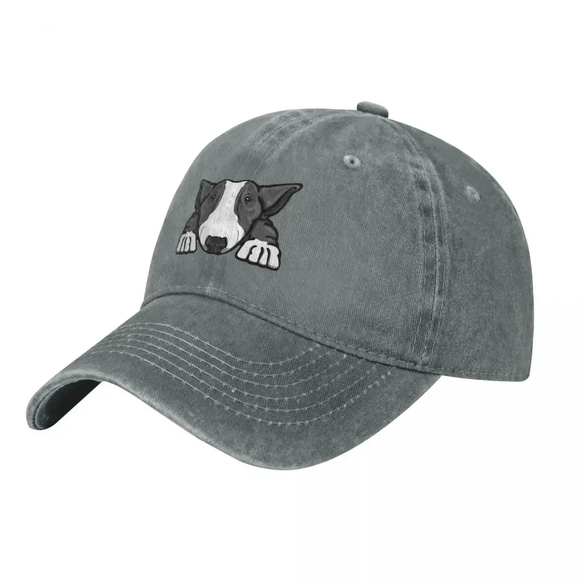 Grey & White Bull Terrier Baseball Cap