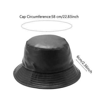 Fashion Bucket Hat PU Leather Fishing Cap Hiking Hat Hip-Hop Hat For Women and Men