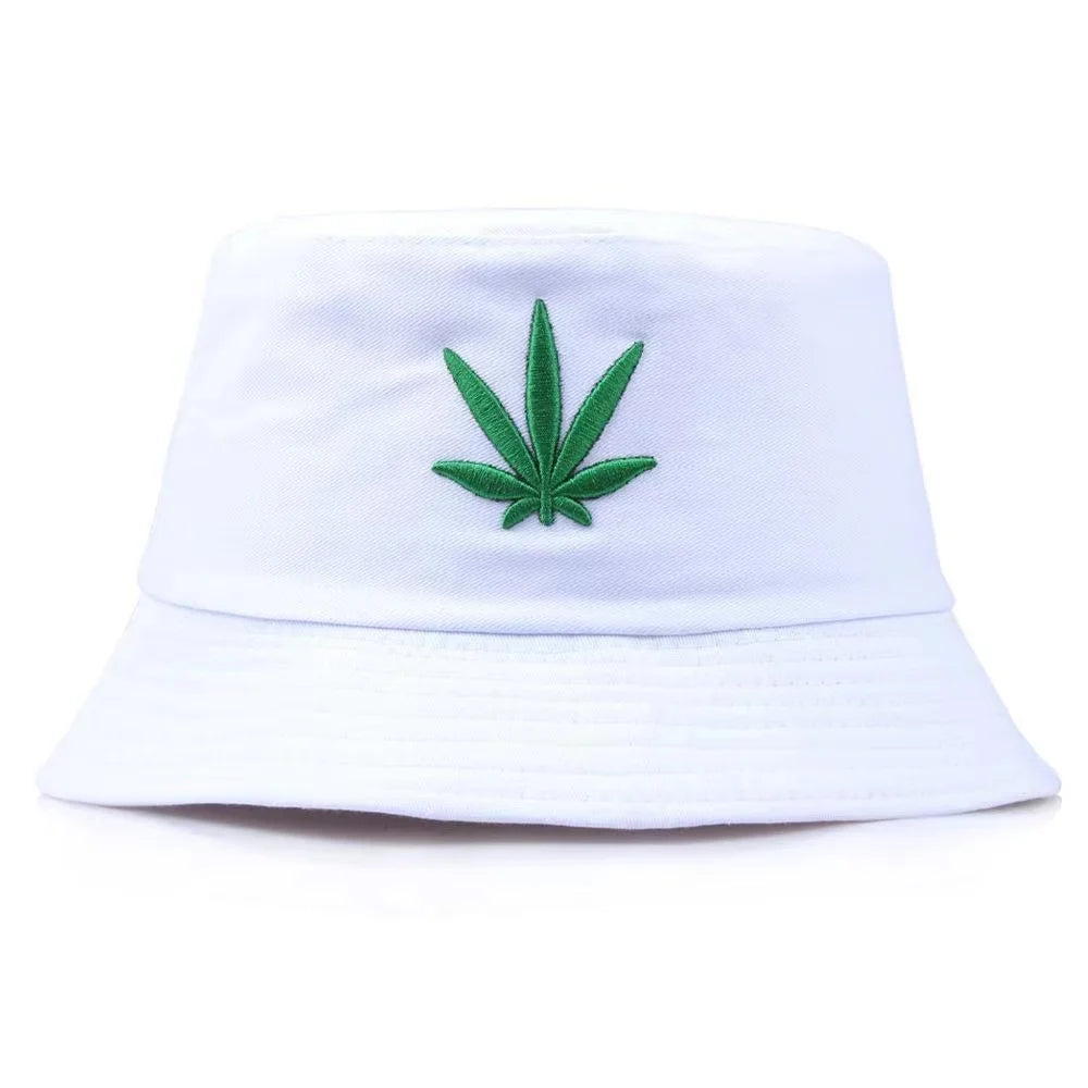 Maple Leaf Embroidery Bucket Hat Unisex Simple Bob Caps Hip Hop Gorros Men Women
