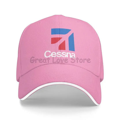 Custom Cessna Logo Print Sandwich Baseball Cap Retro Men Hip Hop Bucket Hats