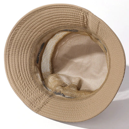 Summer Men Breathable Fisherman Bucket Hats Wide Brim Male Cap