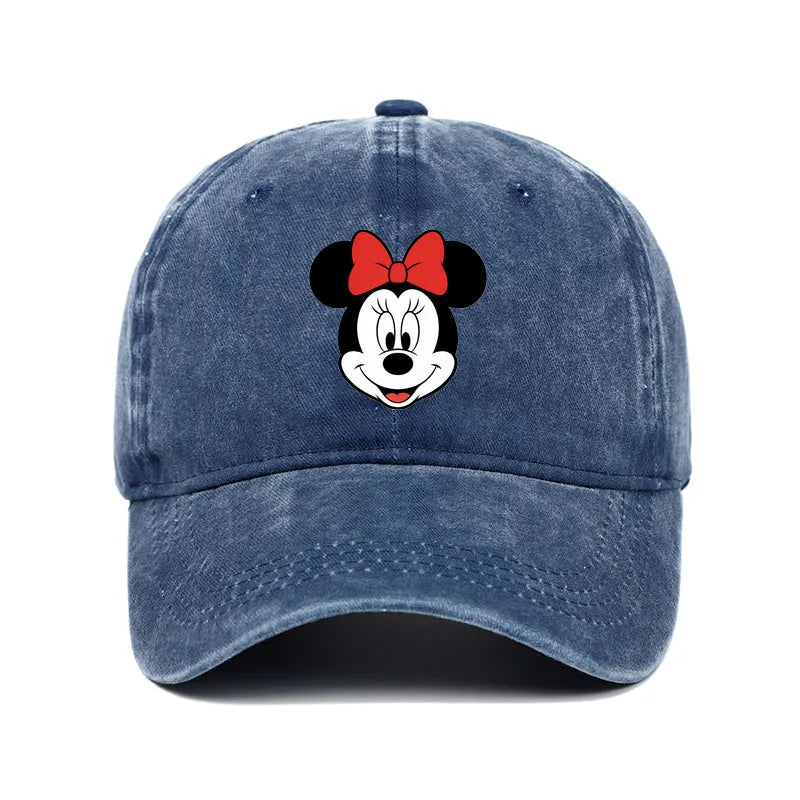 Unisex Vintage Washed Mickey Minnie Print Baseball Cap