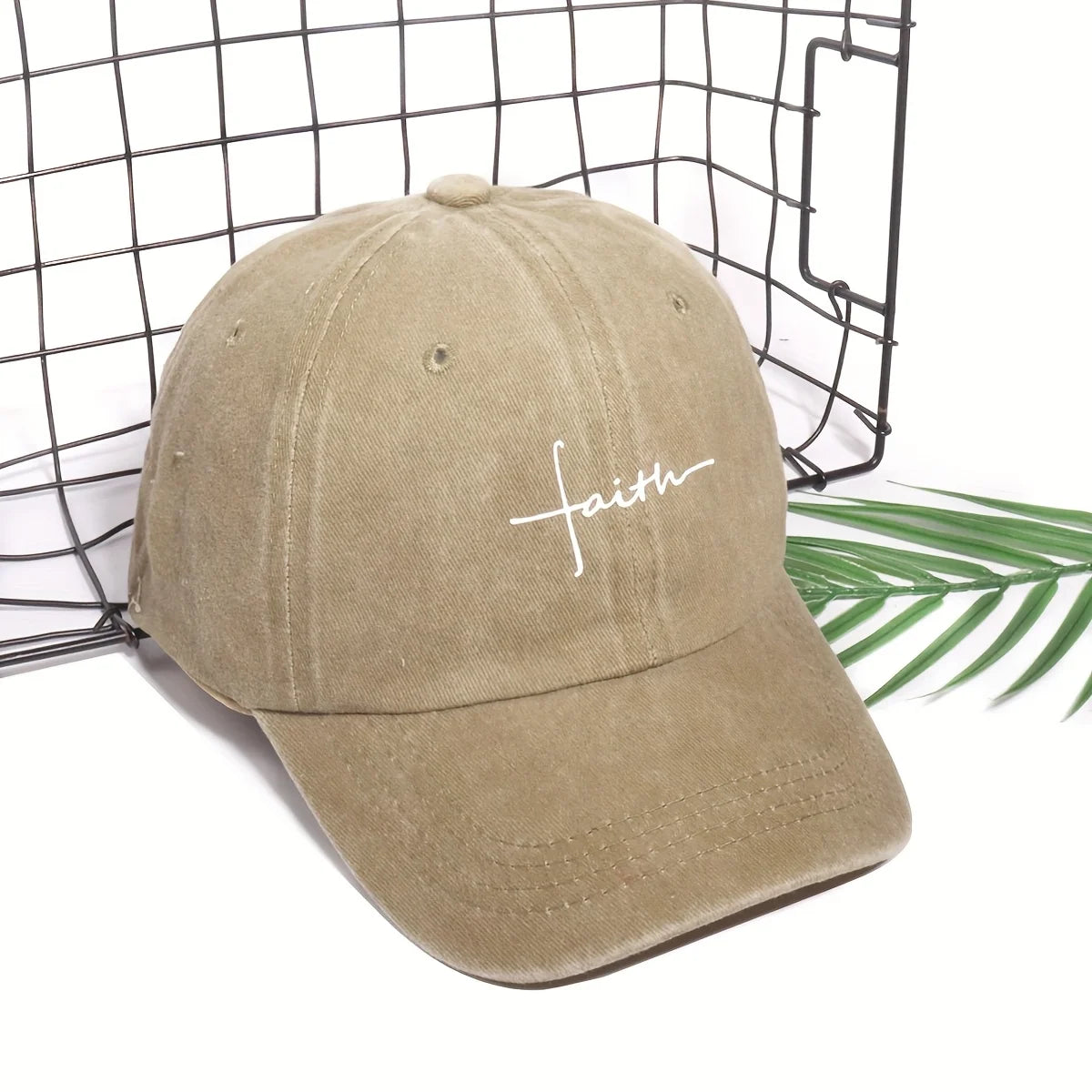 Faith Printed Retro Street Style Distressed Men Women Baseball Cap